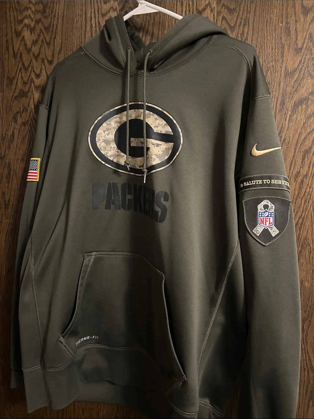 Nike salute to service Olive Green Green Bay Packers  Hoodie